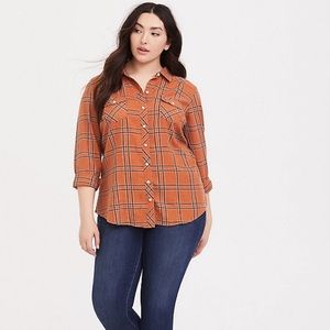TORRID | Taylor Plaid Button Up Shirt Orange